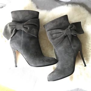 Valentino D’orsay Dark Gray Suede Ankle Boots